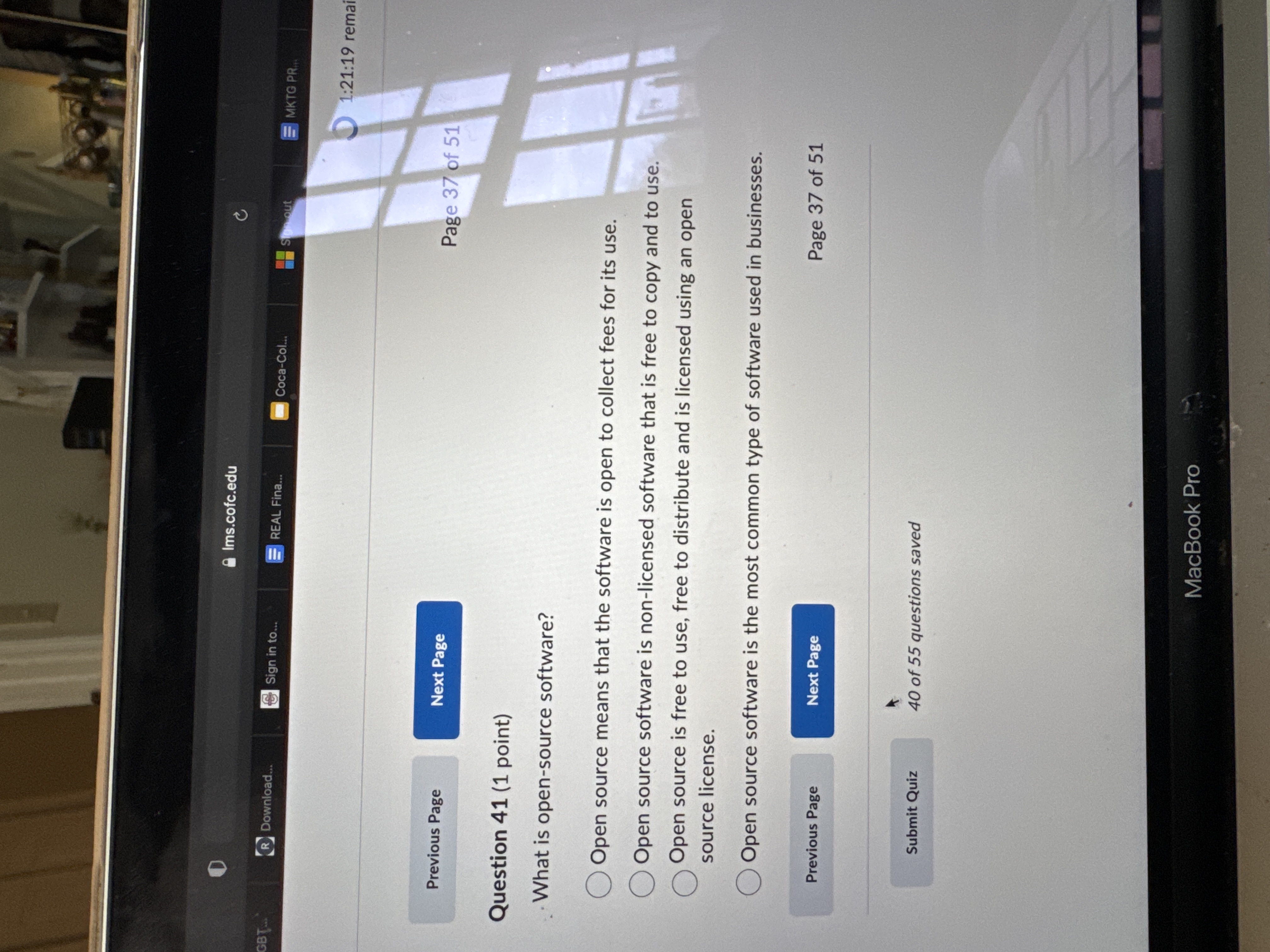 Question 4 1 ( 1 point ) What is open - source
