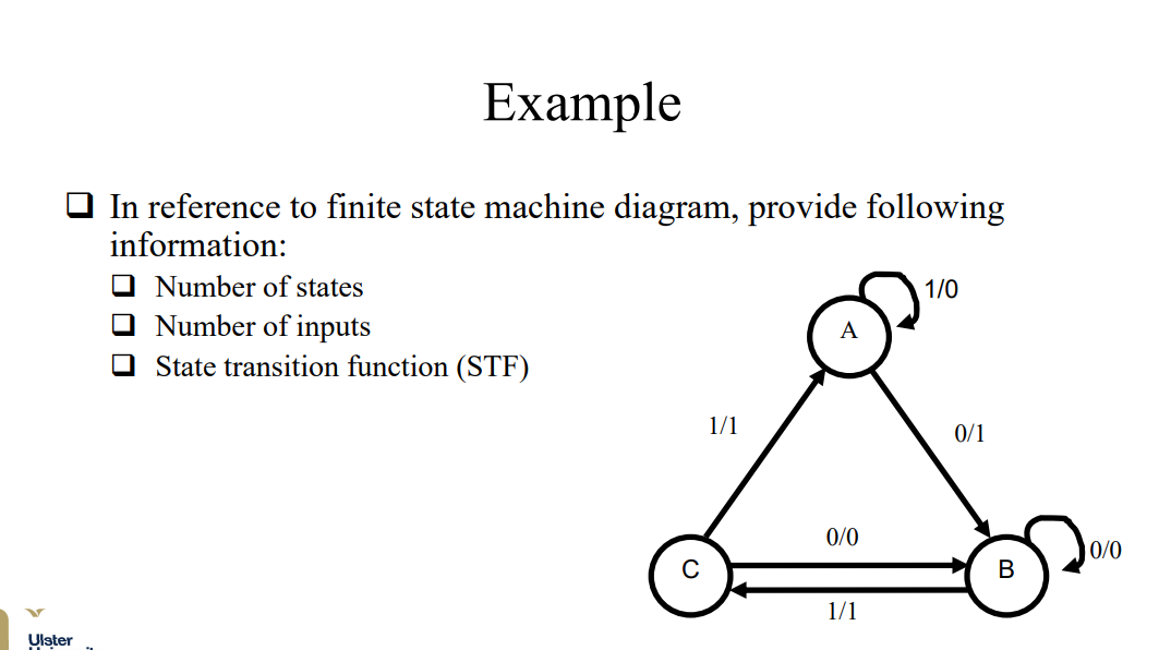 Example In reference to finite state machine