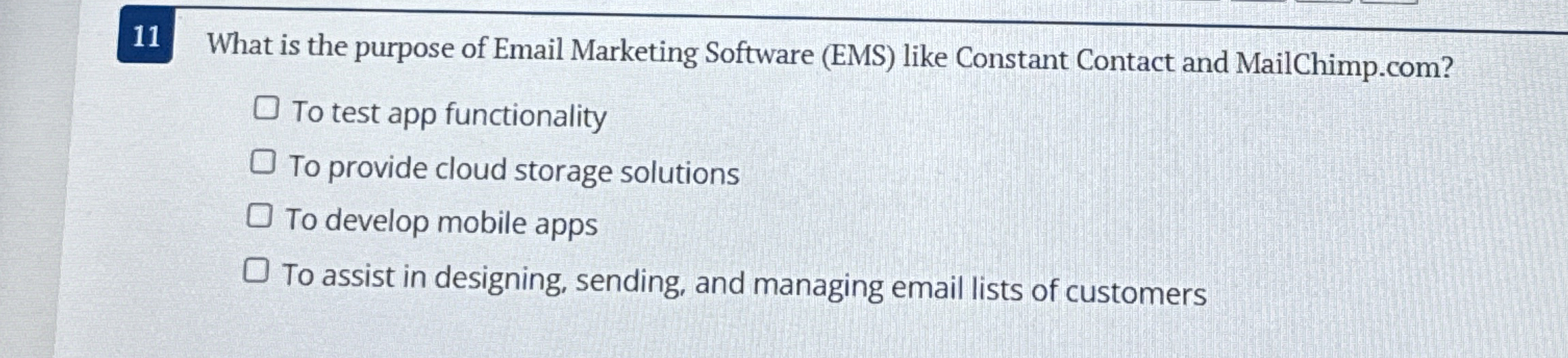 1 1 What is the purpose of Email Marketing