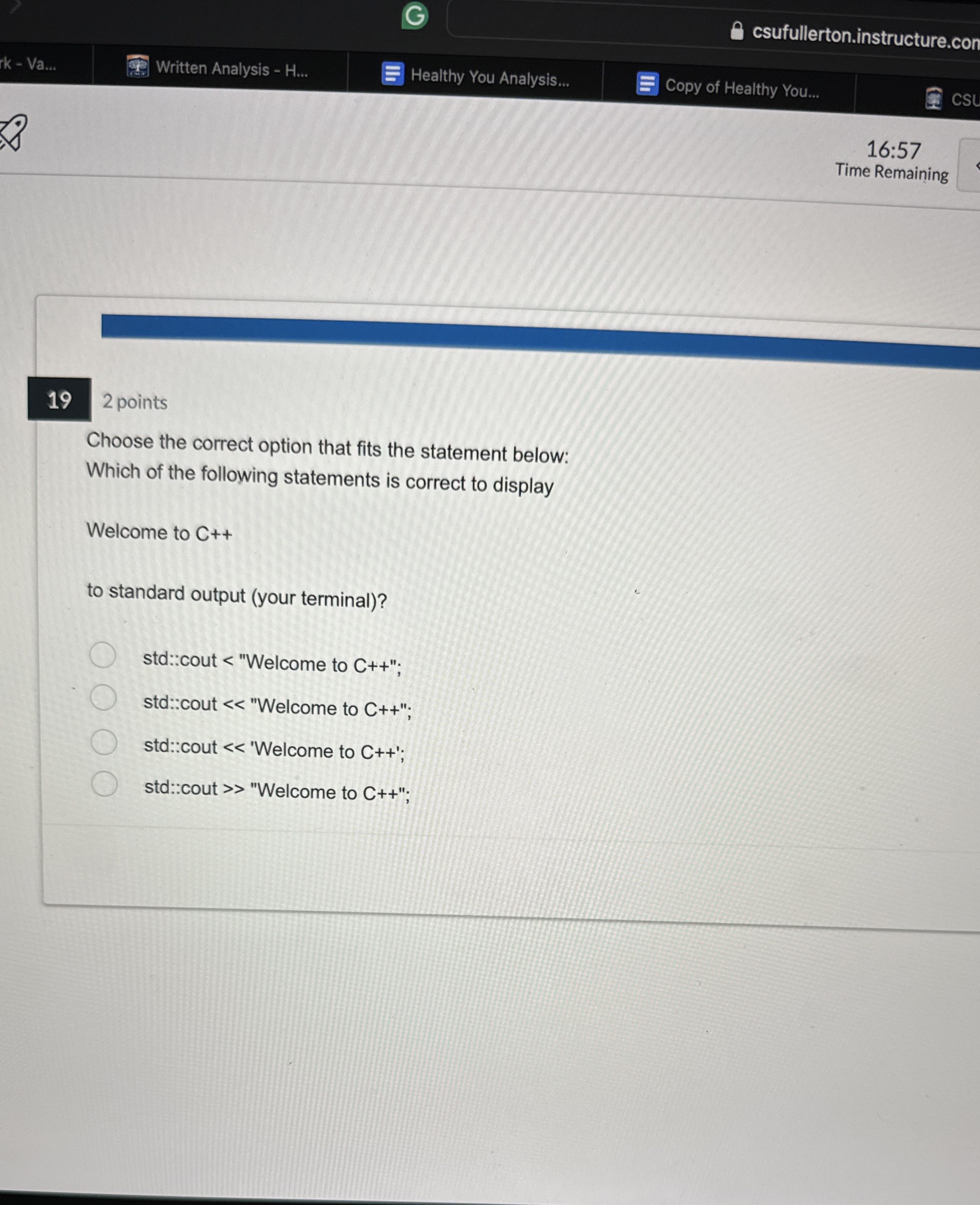 1 9 2 points Choose the correct option that fits