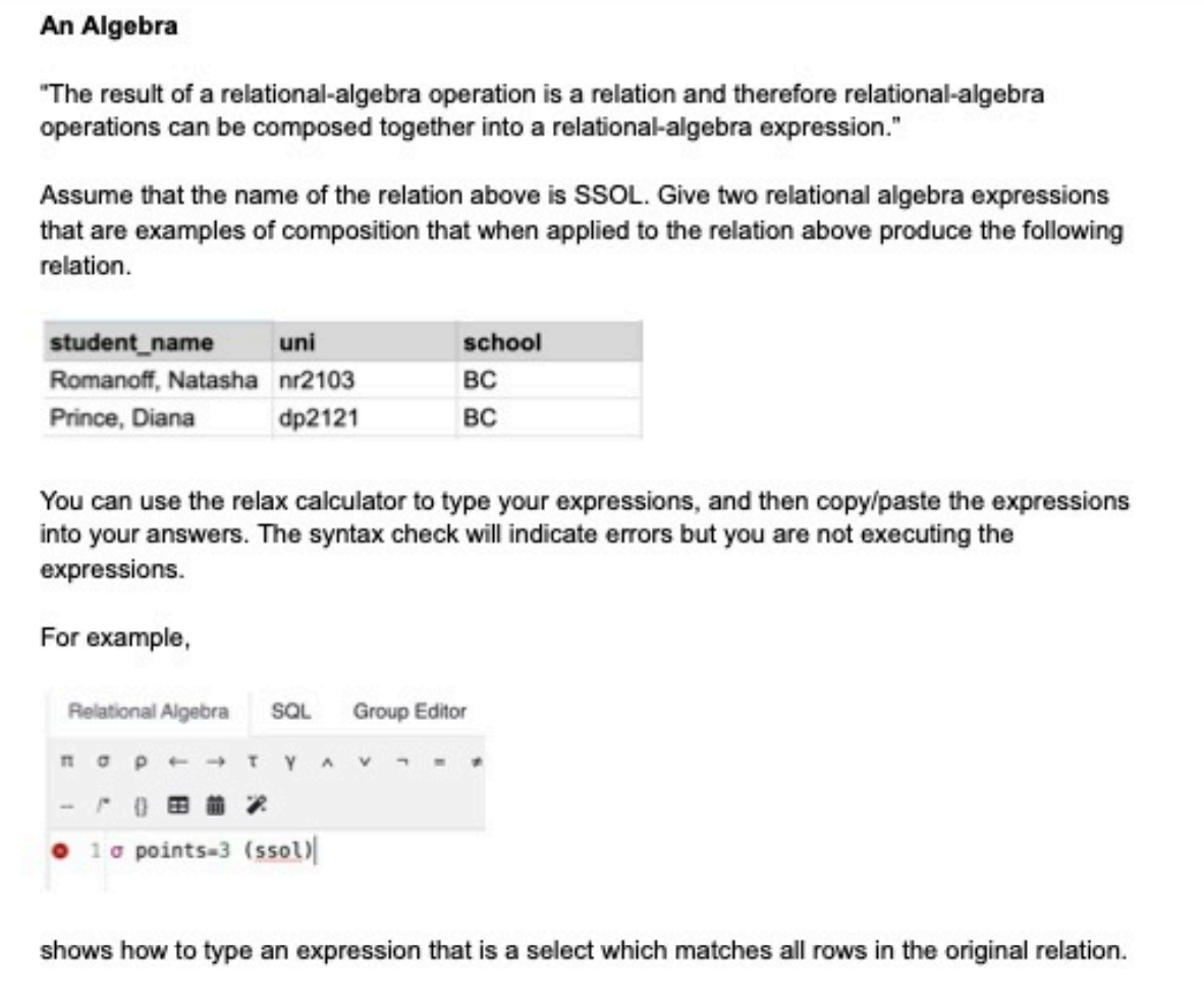 An Algebra "The result of a relational - algebra