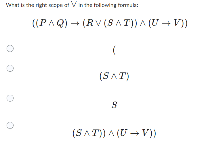 What is the right scope of V in the following