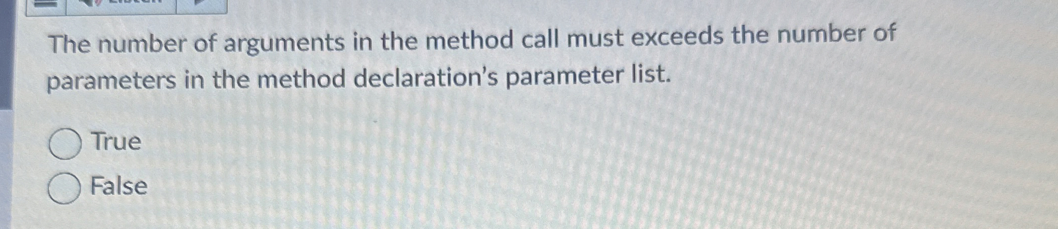 The number of arguments in the method call must
