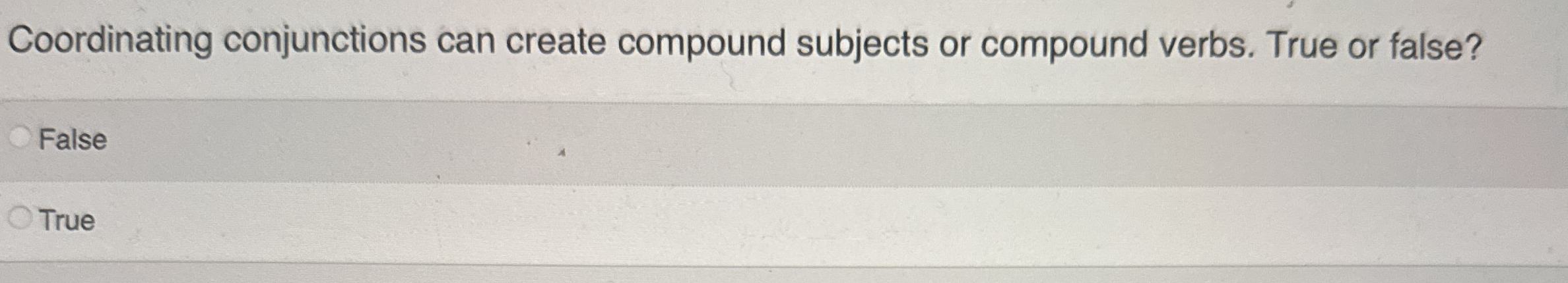 Coordinating conjunctions can create compound