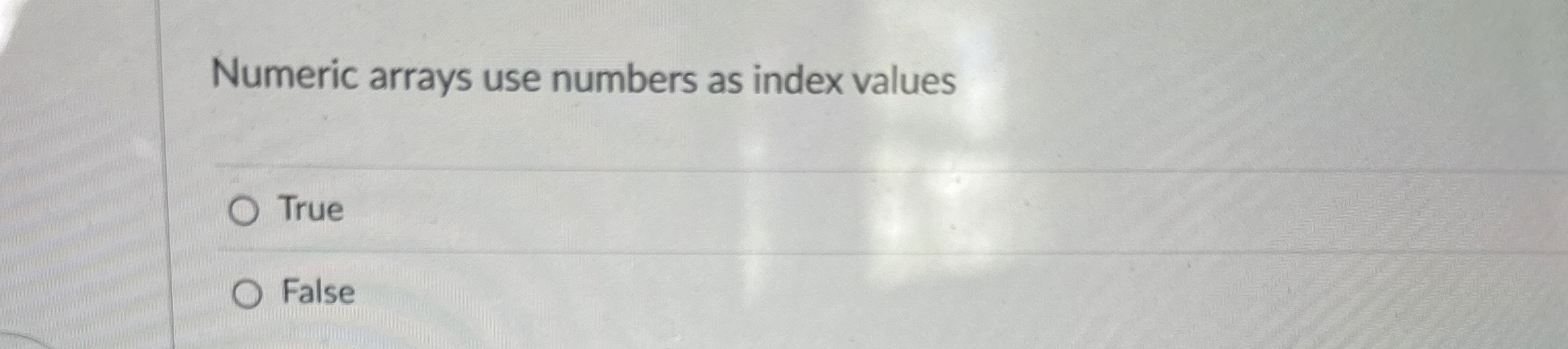 Numeric arrays use numbers as index values True