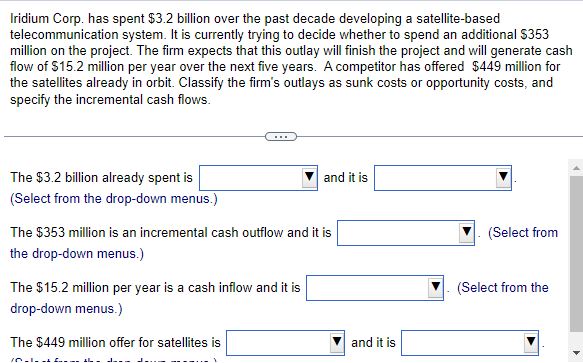 Iridium lEarp. has spent $3.2 billion over the