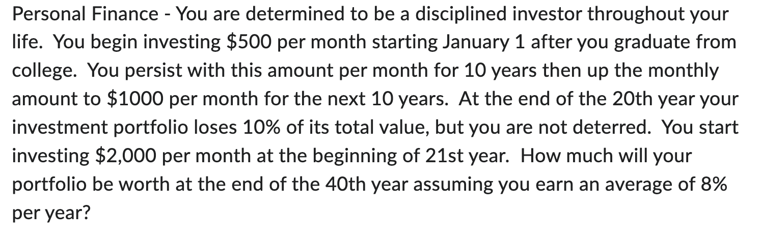 Personal Finance - You are determined to be a