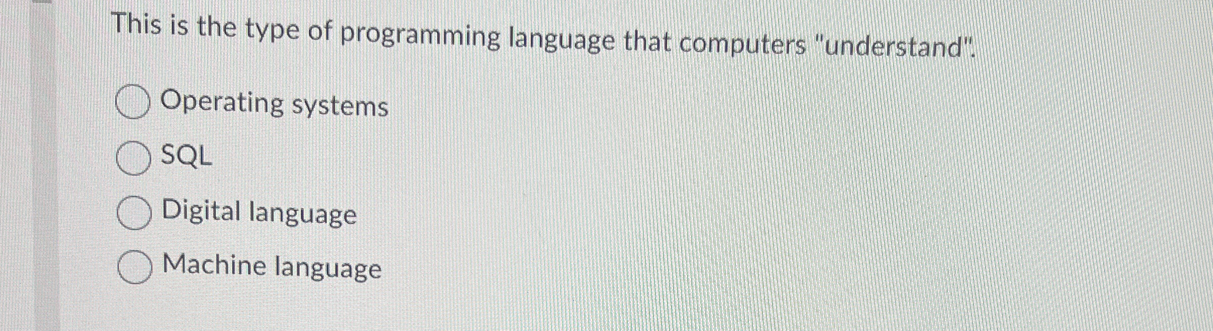 This is the type of programming language that