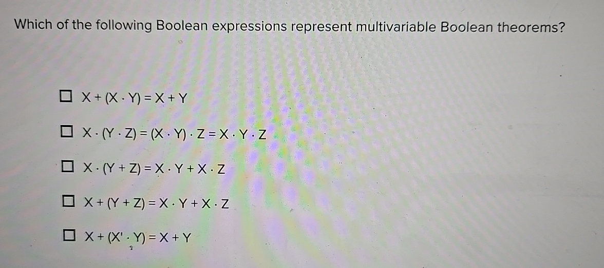 Which of the following Boolean expressions