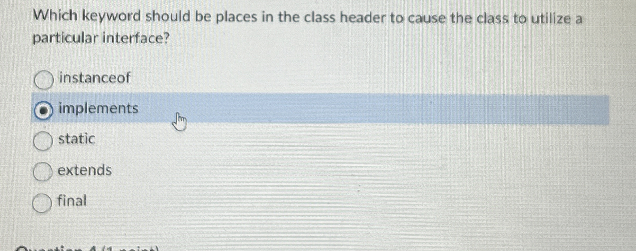Which keyword should be places in the class