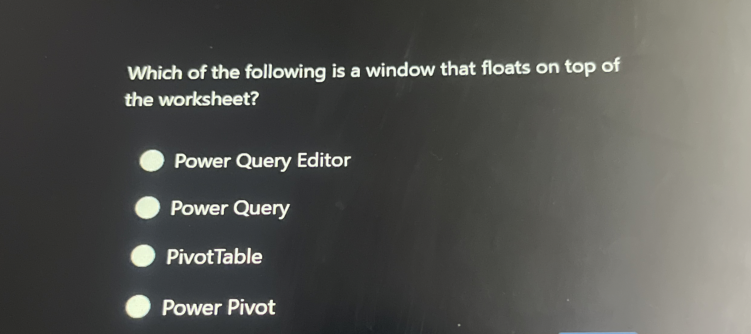 Which of the following is a window that floats on
