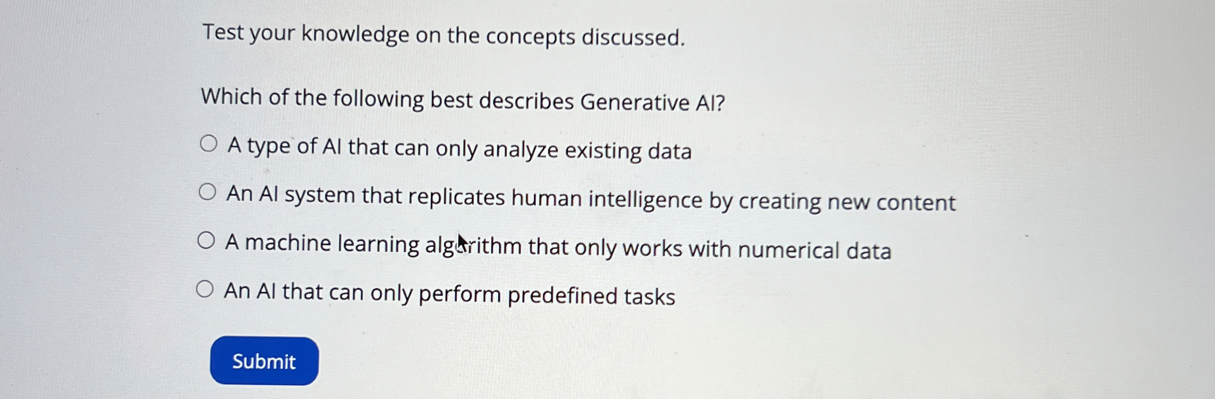 Test your knowledge on the concepts discussed.