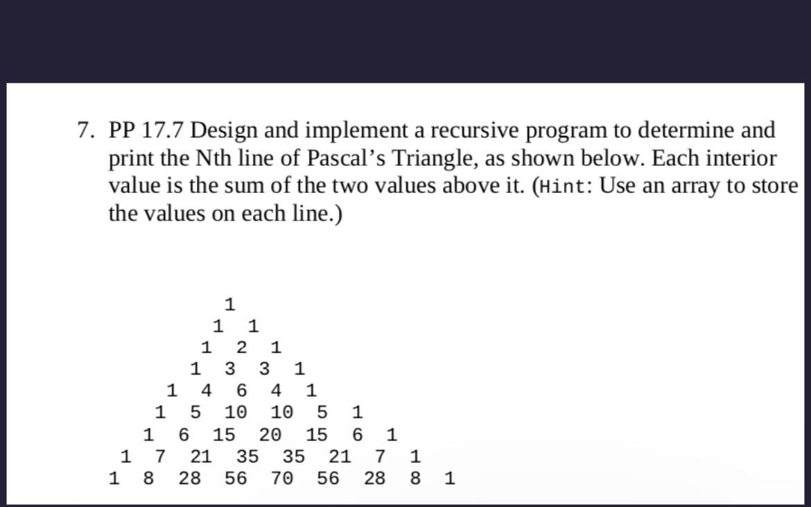 PP 1 7 . 7 Design and implement a recursive