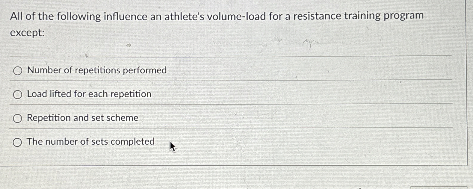 All of the following influence an athlete's