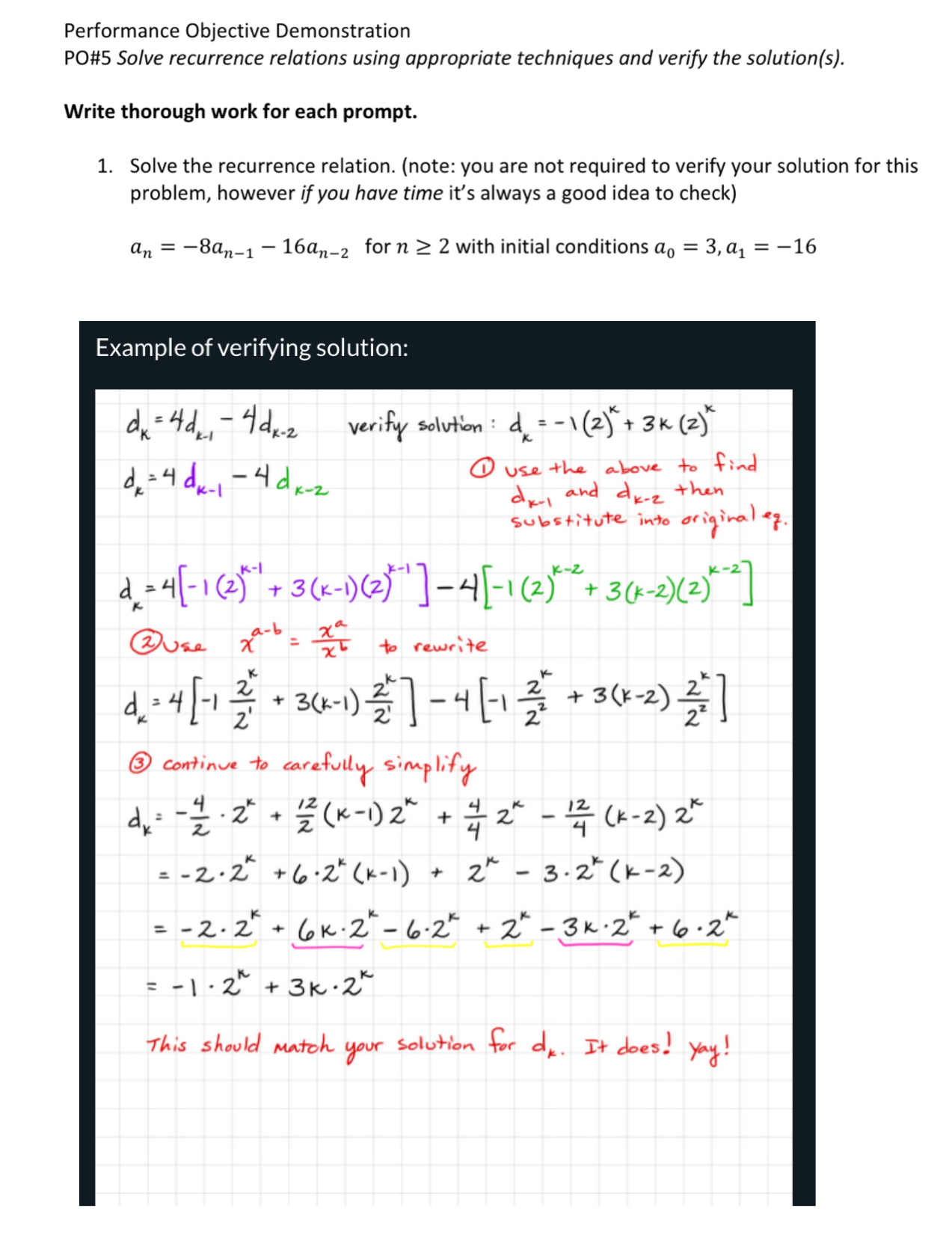 Performance Objective Demonstration PO# 5 Solve