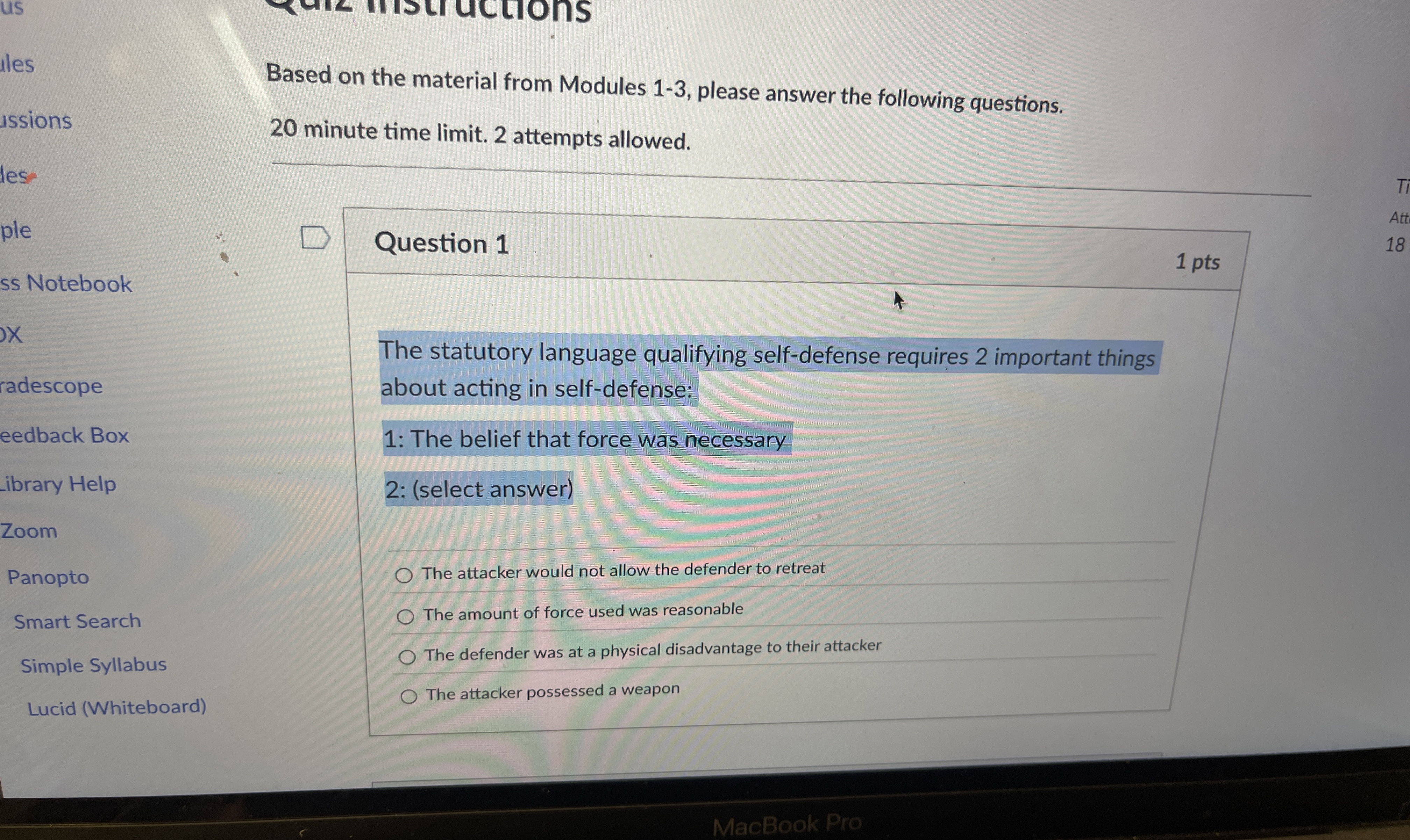 Question 1 The statutory language qualifying self