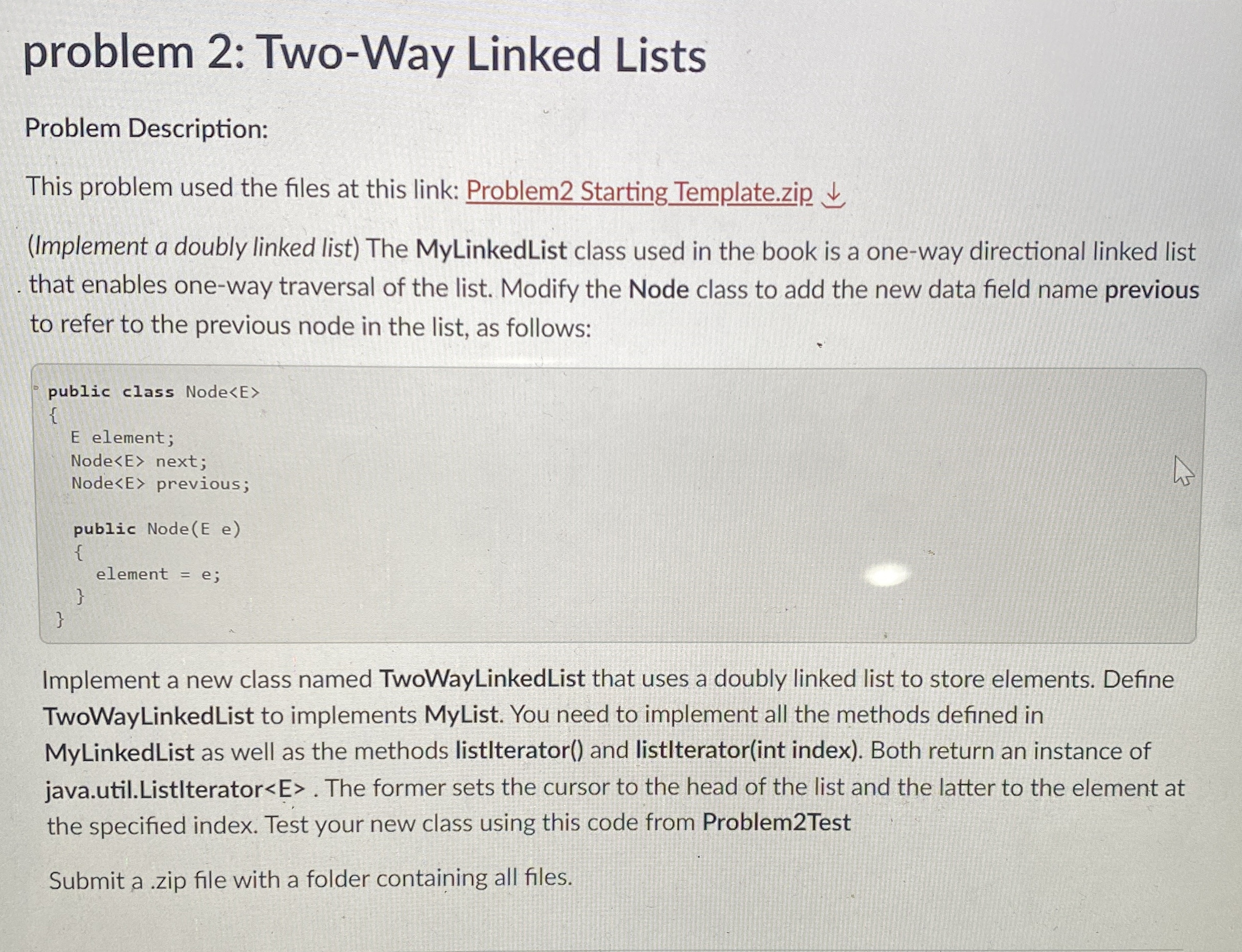 problem 2 : Two - Way Linked Lists Problem