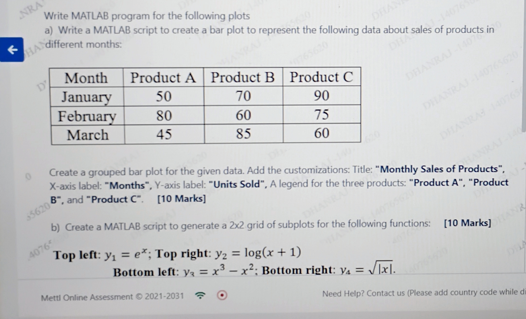 Write MATLAB program for the following plots a )