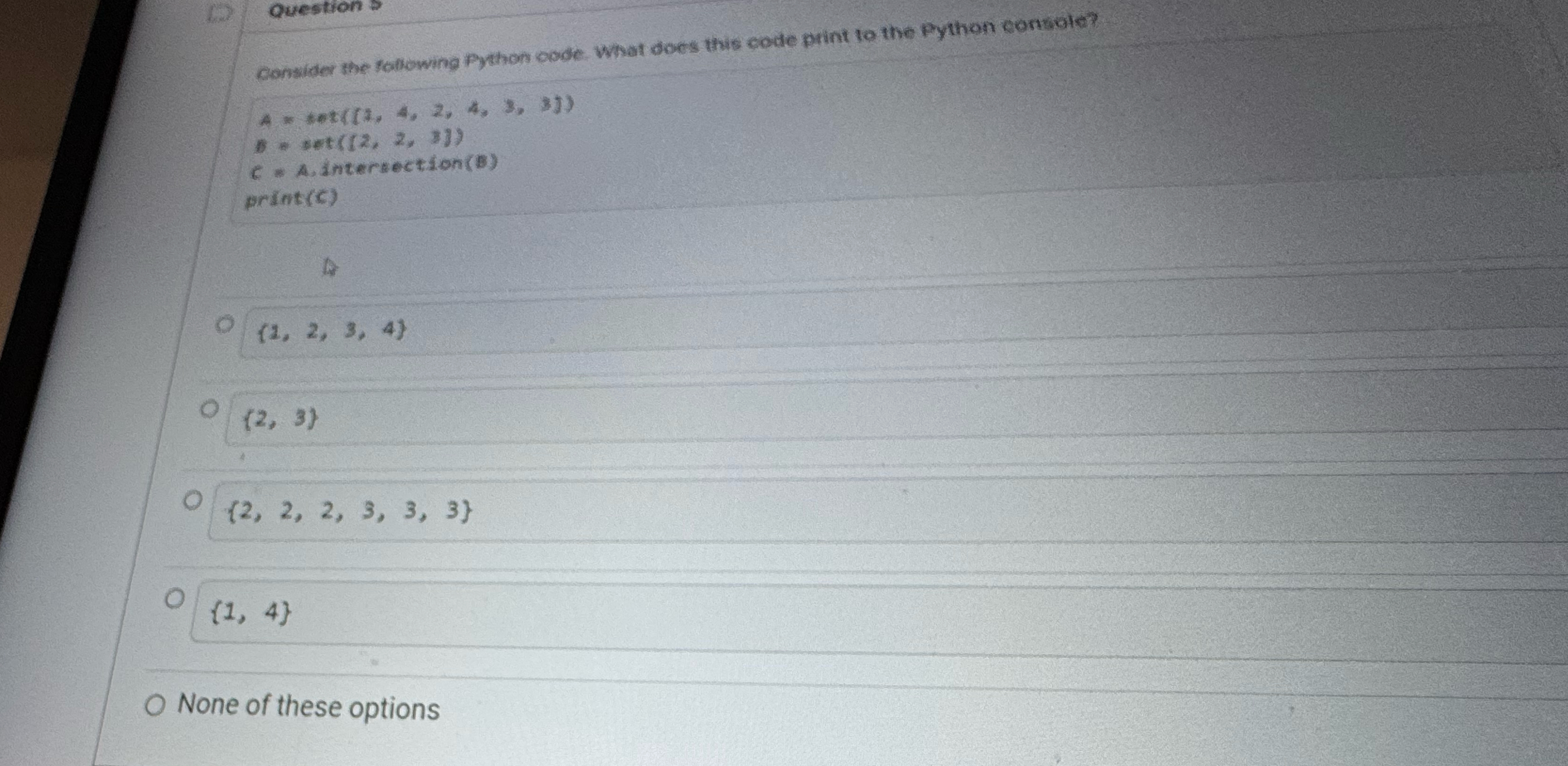Consider the following Python code. What does