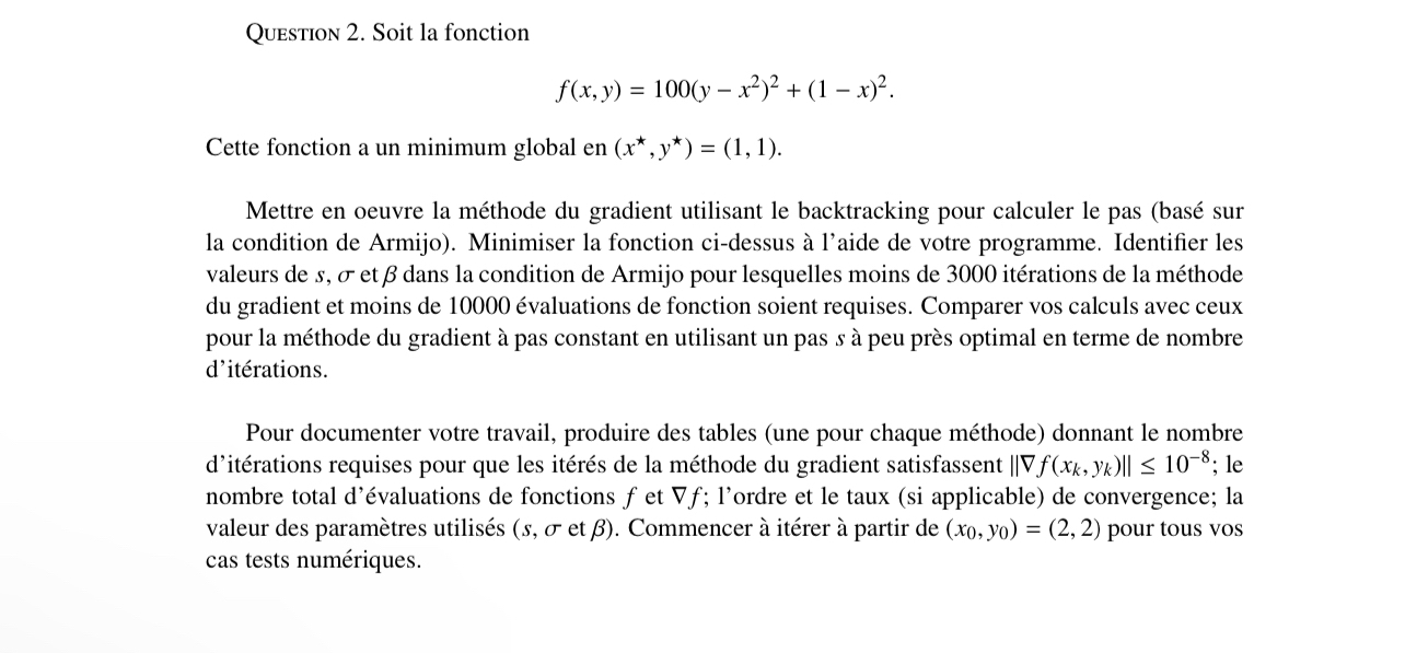Question 2 . Soit la fonction f ( x , y ) = 1 0 0