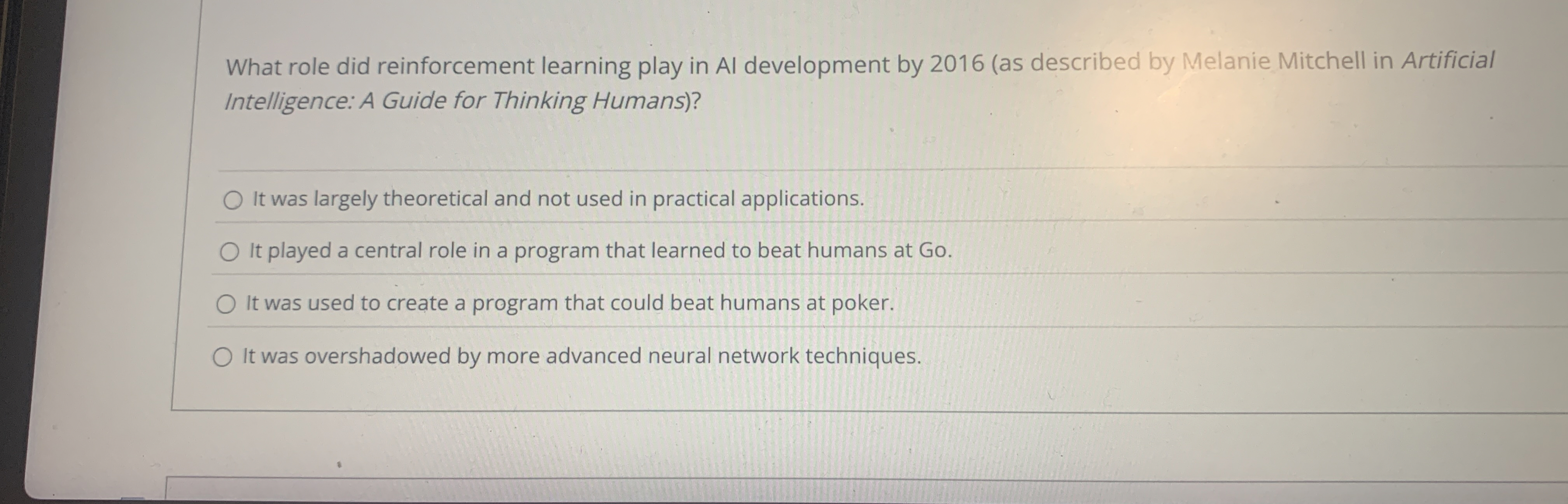 What role did reinforcement learning play in Al
