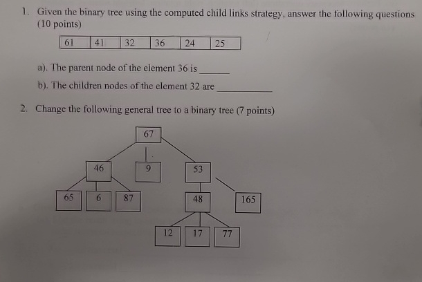 Given the binary tree using the computed child