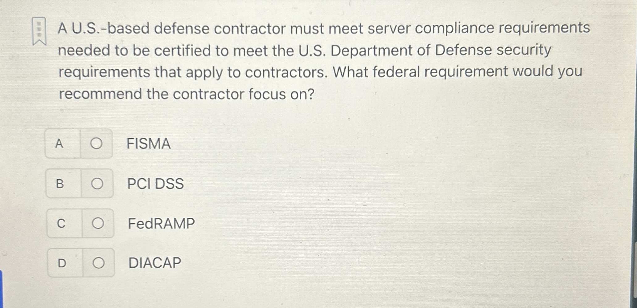 A U . S . - based defense contractor must meet