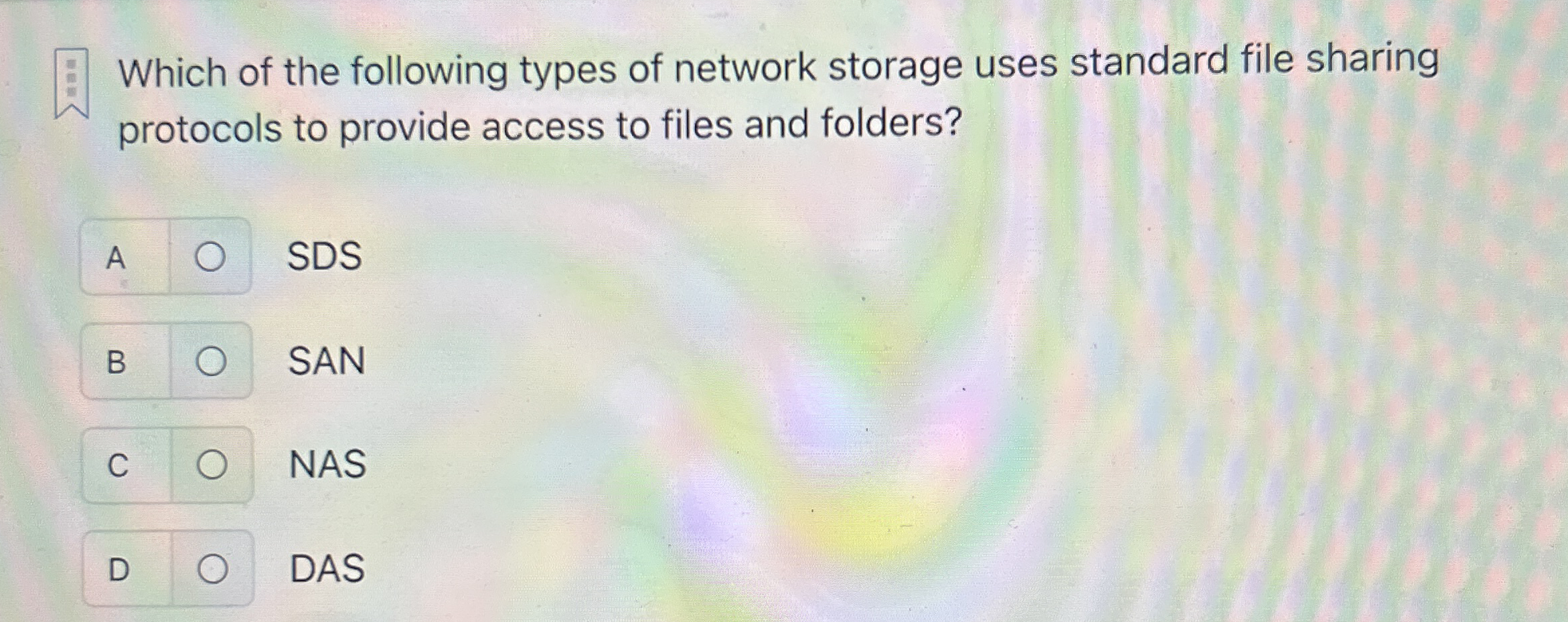 Which of the following types of network storage