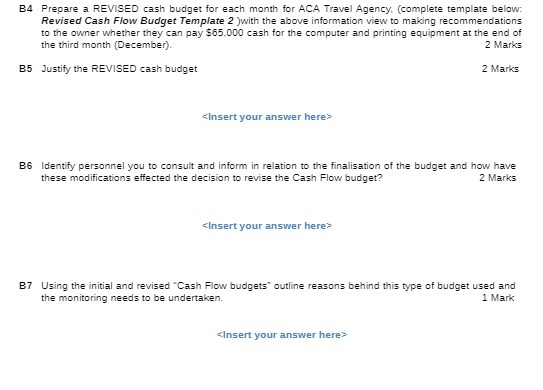 B4 Prepare a REVISED cash budget for each month