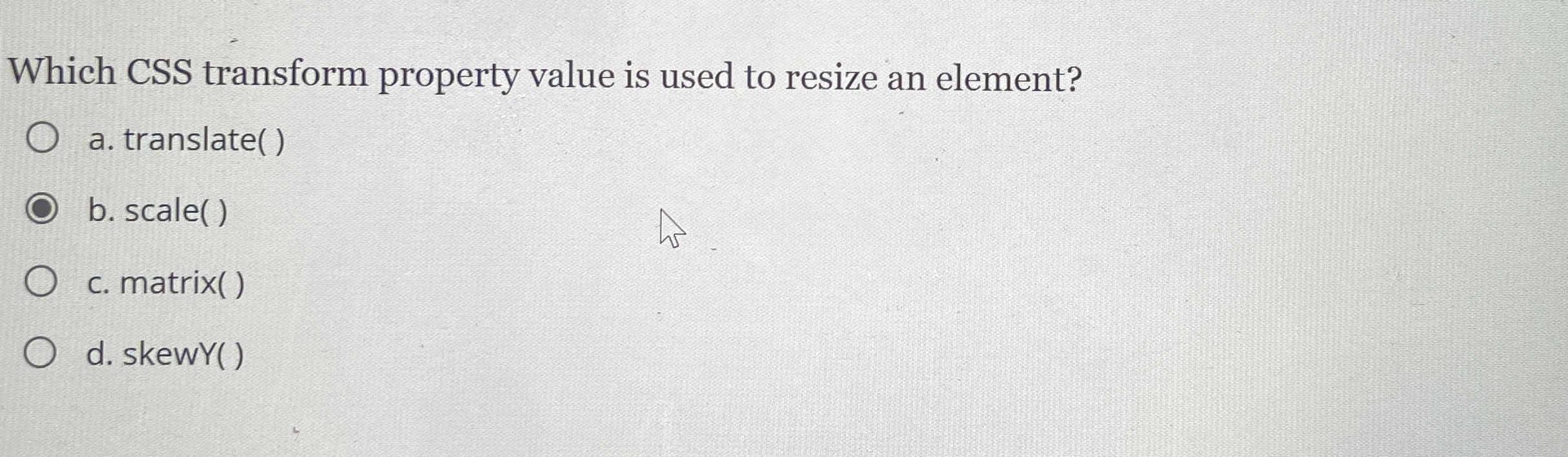 Which CSS transform property value is used to