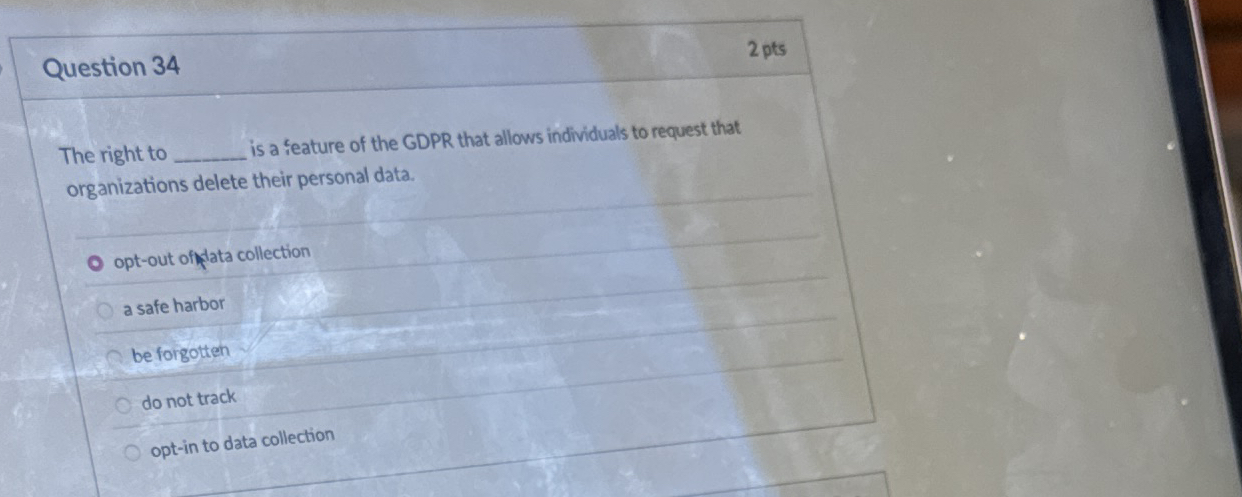 Question 3 4 The right to is a feature of the