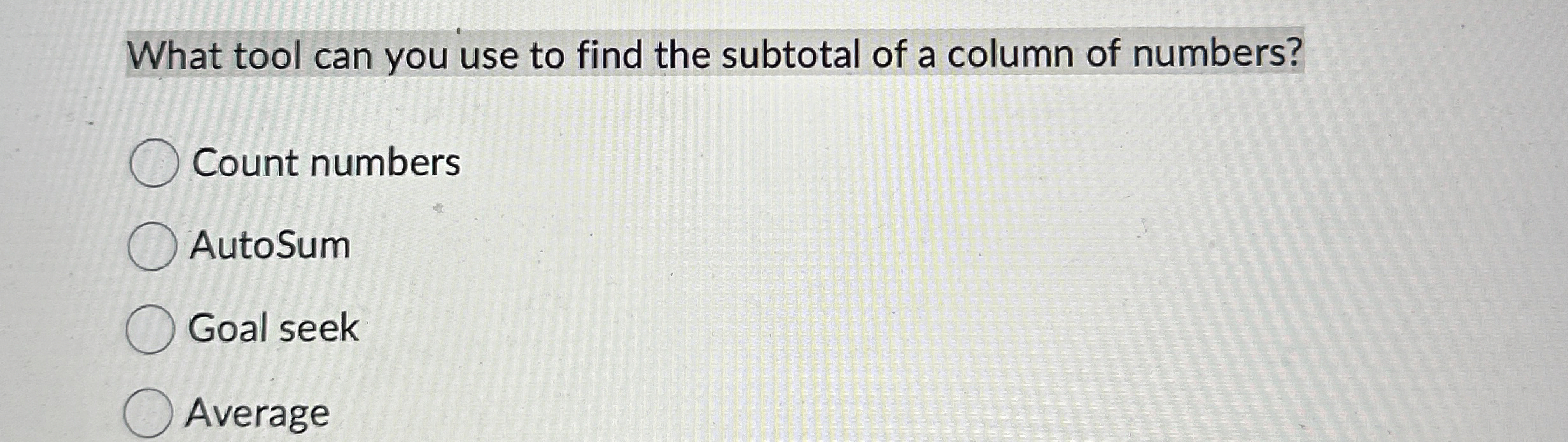 What tool can you use to find the subtotal of a