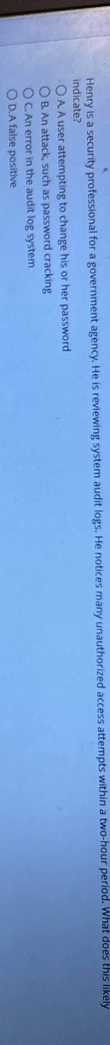Henry is a security professional for a government