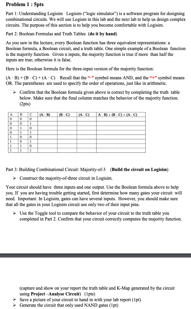 Hand draw the circuit Problem 1 : 5 pts Part 1 :