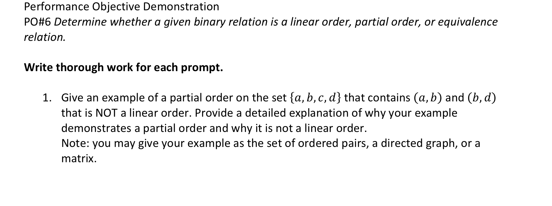 Performance Objective Demonstration PO# 6