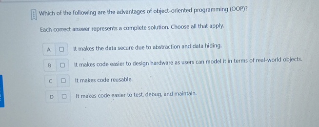 Which of the following are the advantages of