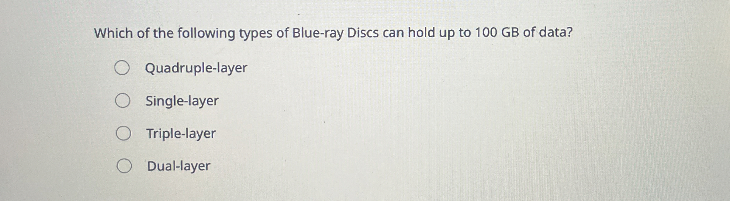 Which of the following types of Blue - ray Discs
