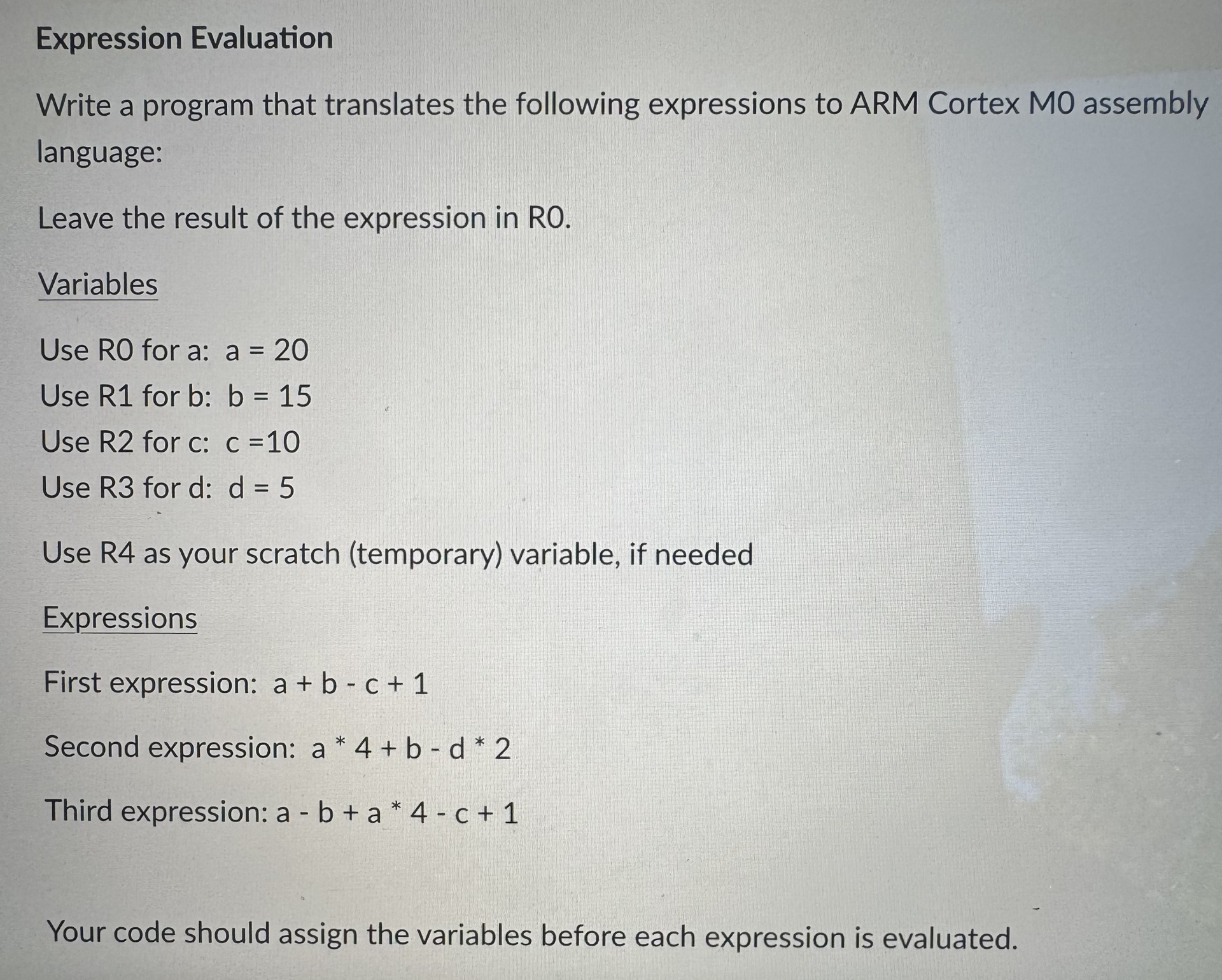Expression Evaluation Write a program that