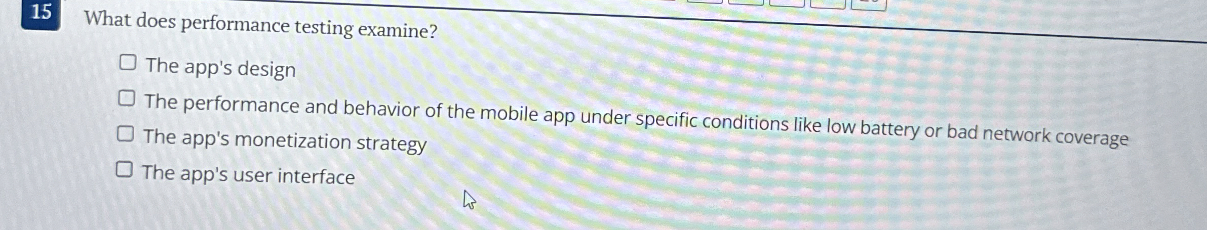 1 5 What does performance testing examine? The