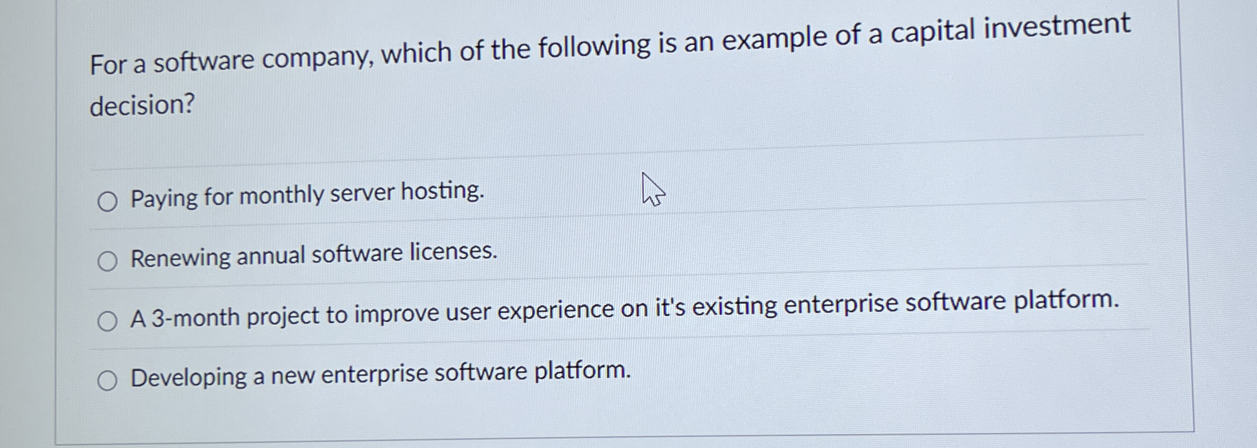 For a software company, which of the following is