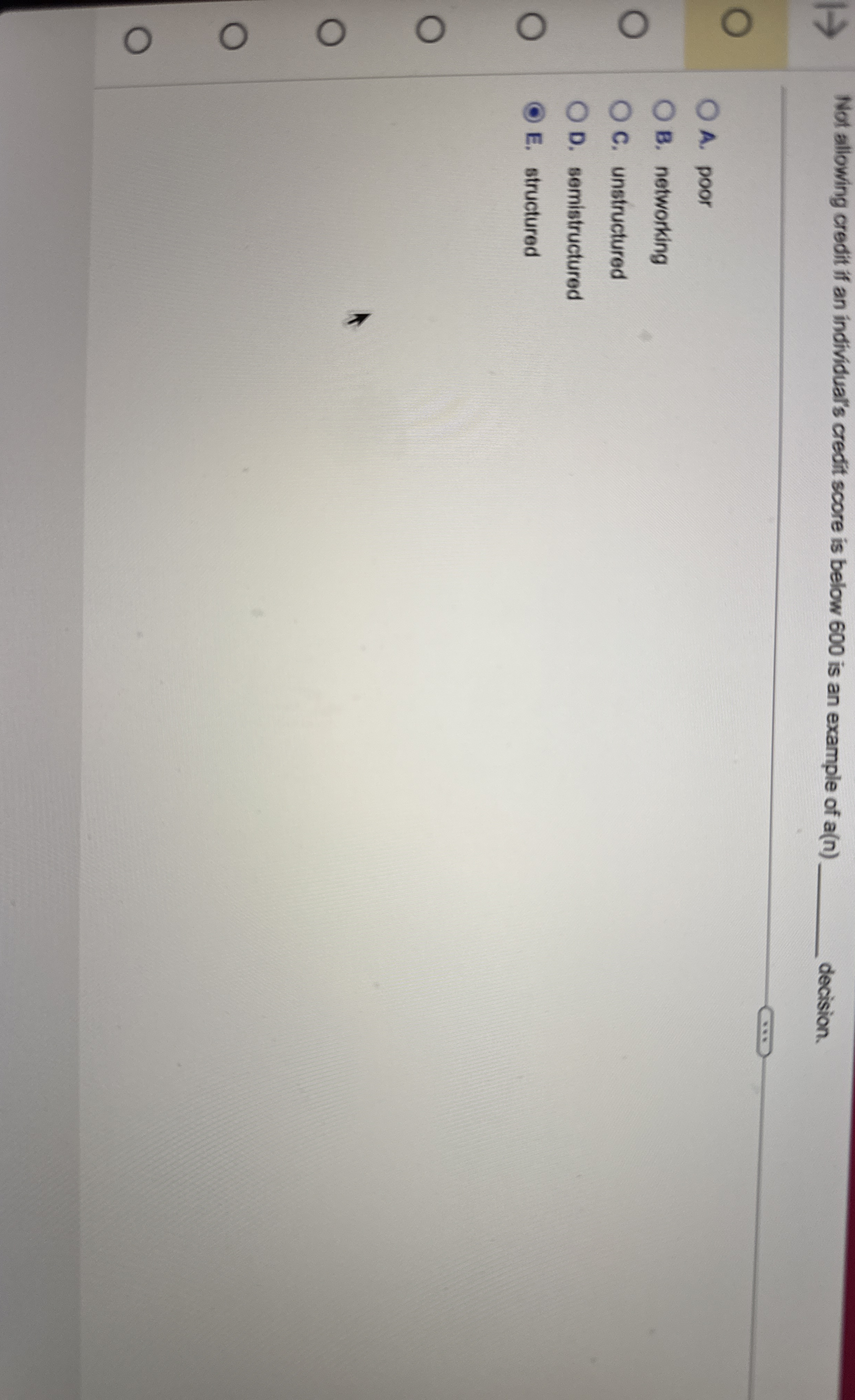 Not allowing credit if an individual's credit