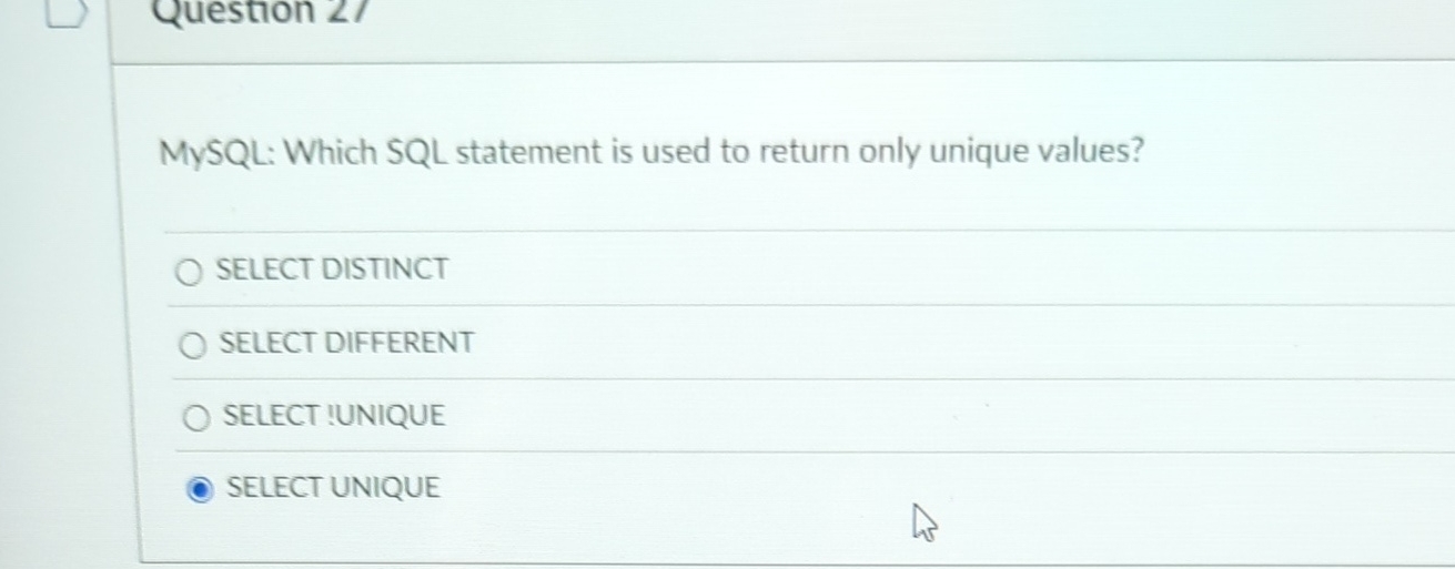 MySQL: Which SQL statement is used to return only