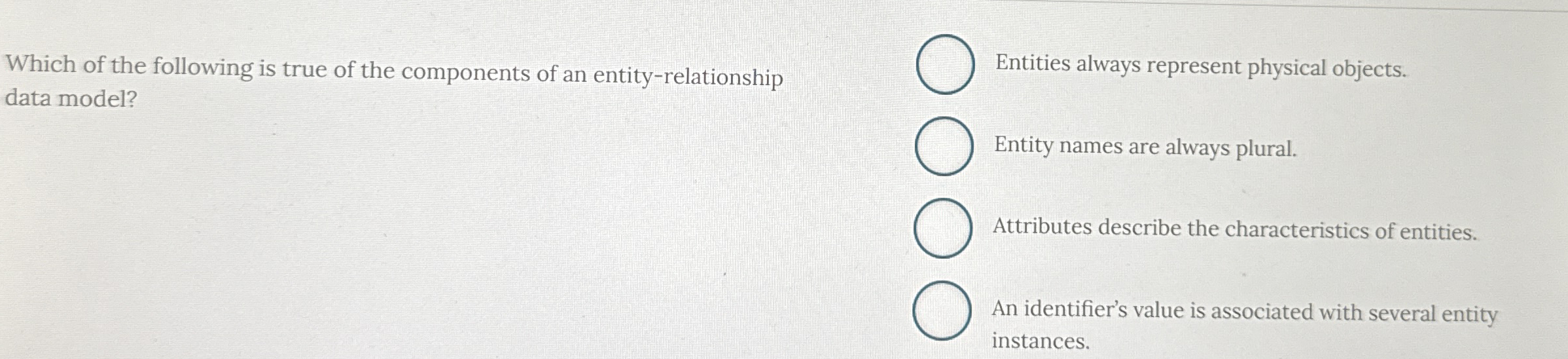 Which of the following is true of the components