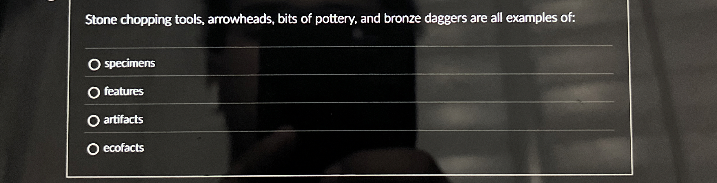 Stone chopping tools, arrowheads, bits of