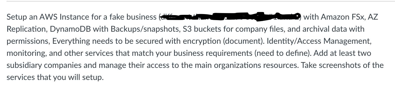 Setup an AWS Instance for a fake business with