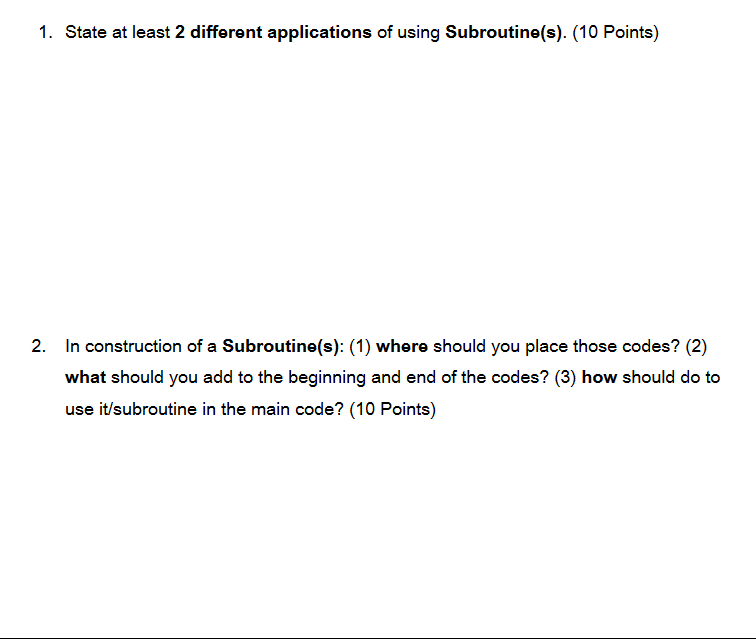 1 . State at least 2 different applications of