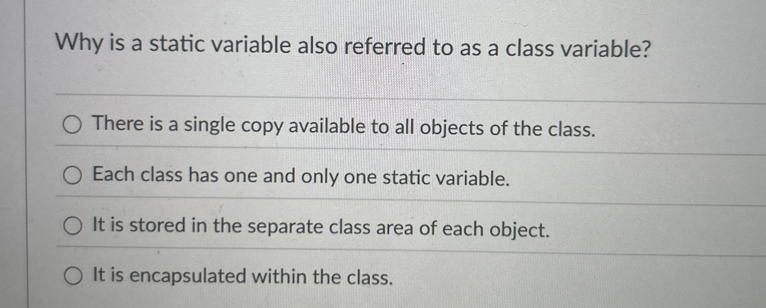 Why is a static variable also referred to as a