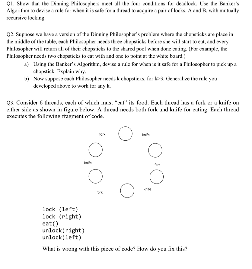 Q 1 . Show that the Dinning Philosophers meet all