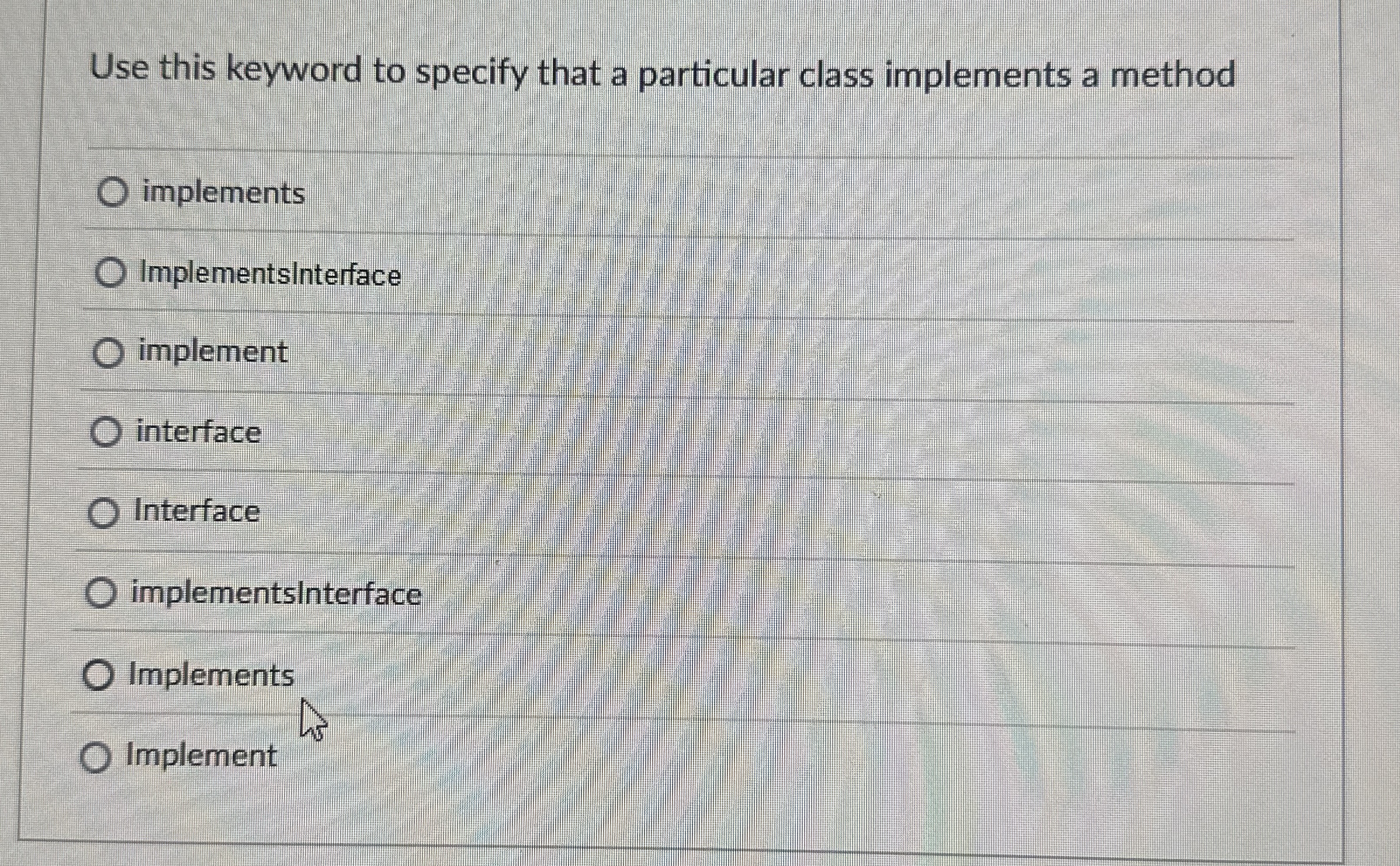 Use this keyword to specify that a particular