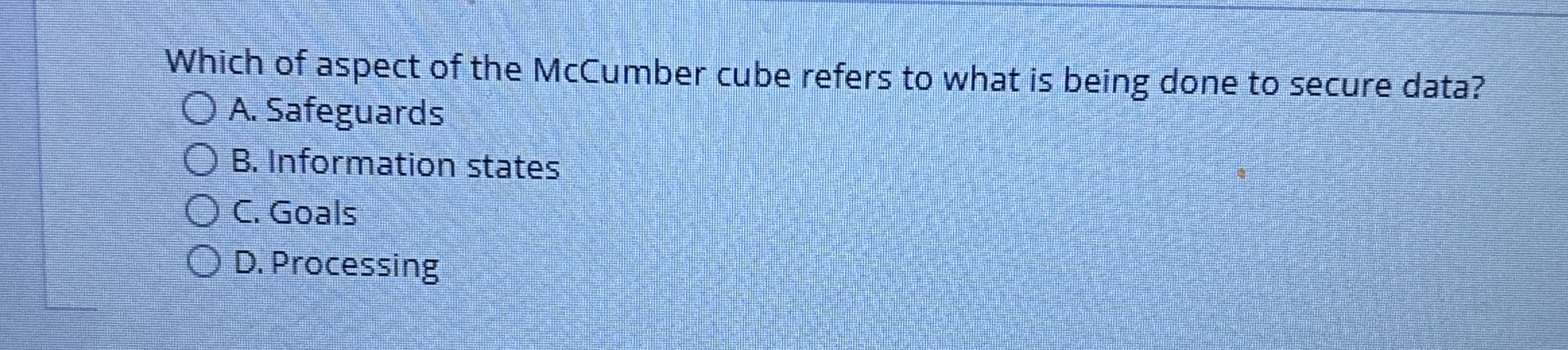 Which of aspect of the McCumber cube refers to